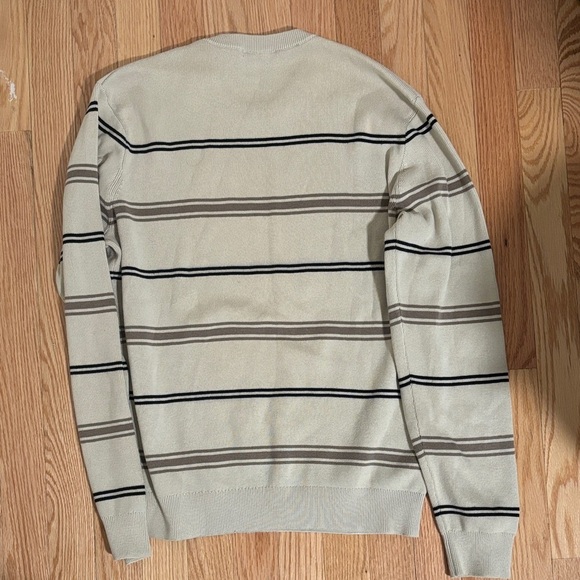 Mango Men's Cream and Brown Striped Crewneck Sweater - Picture 10 of 14